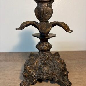 Antique Brass Candle Holder Marked B. M. 313 with Tulip Top
